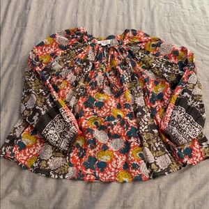 Velvet by Graham & Spencer Multicolor Floral cotton Boho Flowy blouse size small